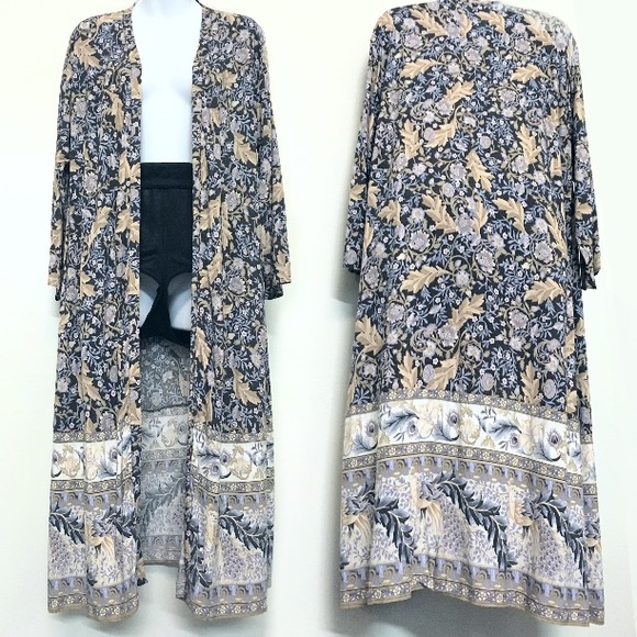 Maxi Duster KIMONO Oasis Nightshade Robe Floral - Picture 4 of 4